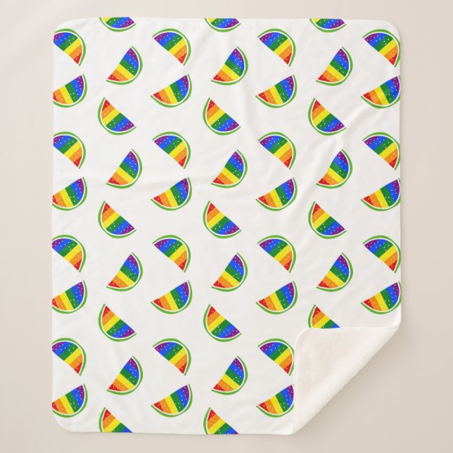 Manta Sherpa Patrón de sandía arco iris (Anverso)