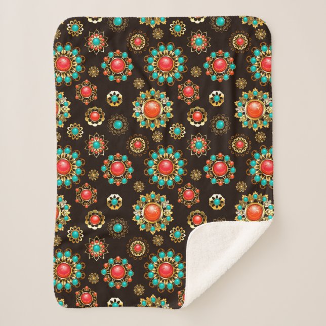 Manta Sherpa Patrón de Seamless Brooches Étnicos (Anverso)