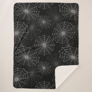 Manta Sherpa Patrón de seda cobweb de araña blanca en negro