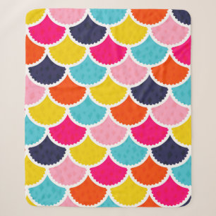 Manta Sherpa Patrón de sirena vintage sin foco como pez colorid