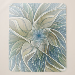 Manta Sherpa Patrón de sueño floral abstracto azul caqui fracta