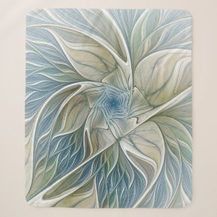 Manta Sherpa Patrón de sueño floral abstracto azul caqui fracta