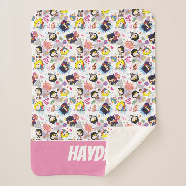 Manta Sherpa Patrón de Super Heroína Chibi (Anverso)