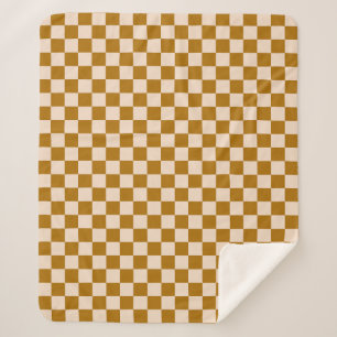 Manta Sherpa Patrón de tablero de ajedrez marrón y beige