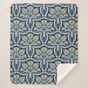 Manta Sherpa Patrón de Talavera. Papeleo indio. Azulejos portu