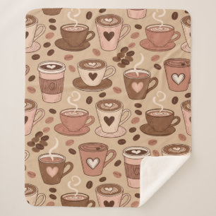 Manta Sherpa Patrón de taza de café acogedor (1)