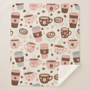 Manta Sherpa Patrón de taza de café acogedor (10)