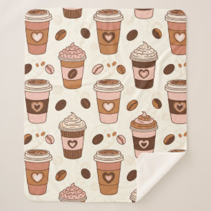 Manta Sherpa Patrón de taza de café acogedor (12)
