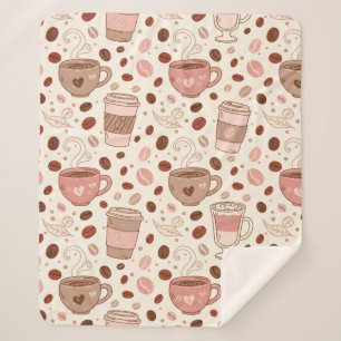 Manta Sherpa Patrón de taza de café acogedor (3)