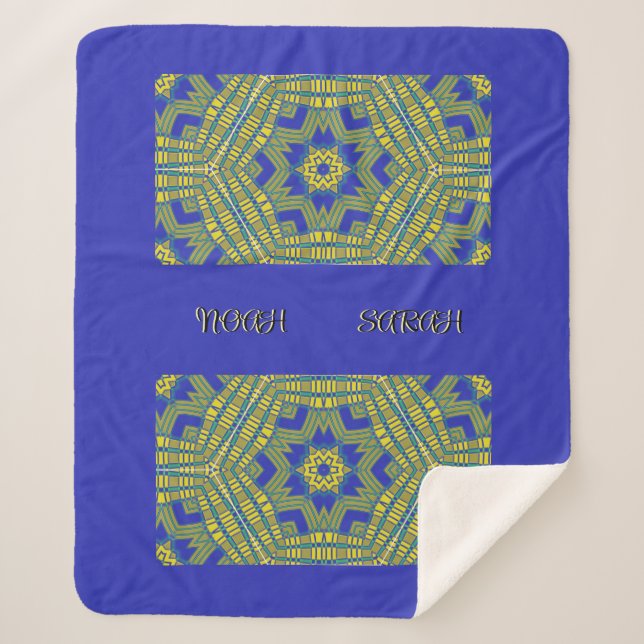 Manta Sherpa Patrón de tejido amarillo azul (Anverso)