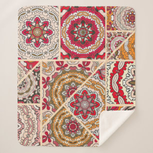 Manta Sherpa Patrón de tejido de retazos vintage. Decoración de