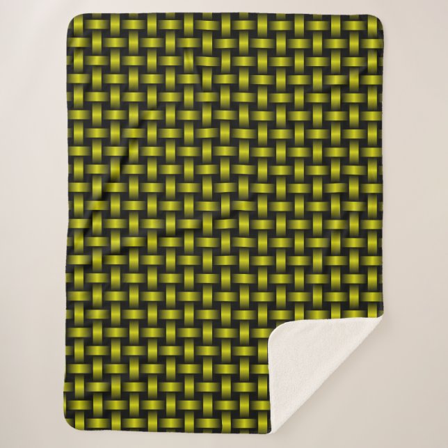 Manta Sherpa Patrón de tejido negro amarillo (Anverso)