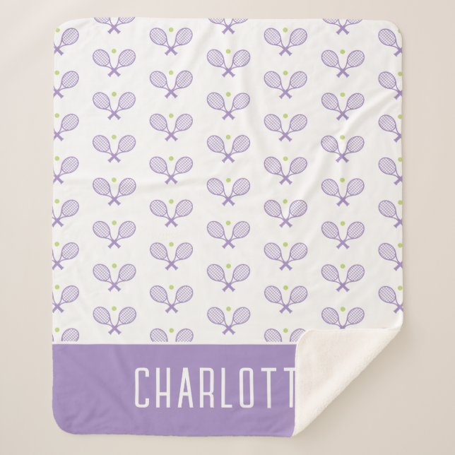 Manta Sherpa Patrón de tenis Personalizado Nombre personalizado (Anverso)