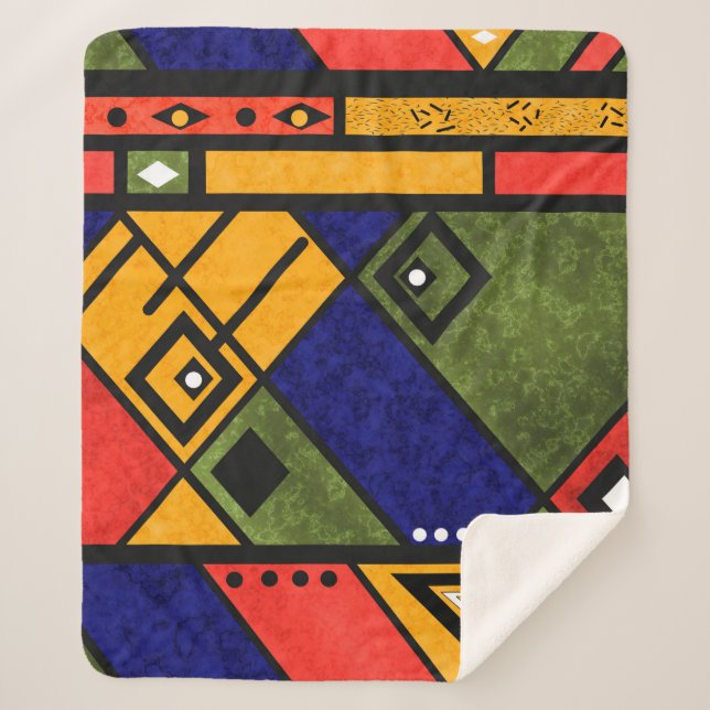 Manta Sherpa Patrón de textura tradicional africano sin soldadu (Anverso)