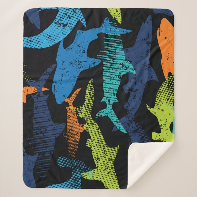 Manta Sherpa Patrón de tiburón, urbano moderno (Anverso)