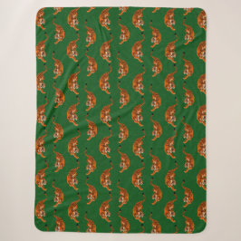 Manta Sherpa Patrón de tigre con fondo verde