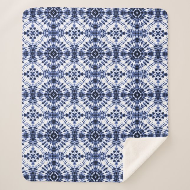 Manta Sherpa Patrón de tinte azul oscuro (Anverso)