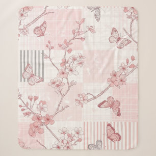Manta Sherpa Patrón de toile de mariposa botánica vintage (7)