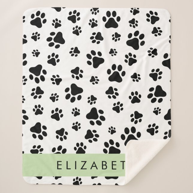 Manta Sherpa Patrón de traza, garras de perro, negro y blanco,  (Anverso)