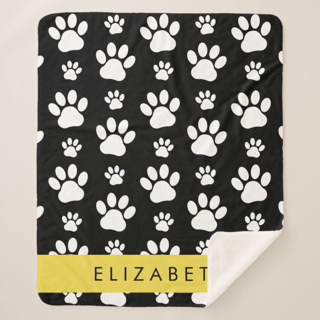 Manta Sherpa Patrón de traza, garras de perro, negro y blanco,  (Anverso)