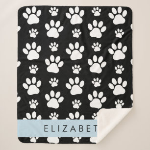 Manta Sherpa Patrón de traza, garras de perro, negro y blanco, 
