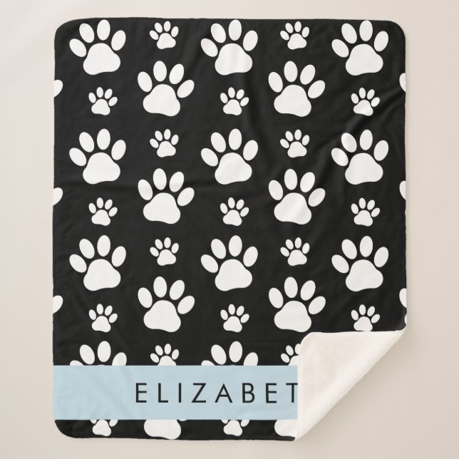 Manta Sherpa Patrón de traza, garras de perro, negro y blanco,  (Anverso)