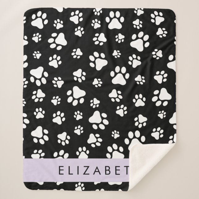 Manta Sherpa Patrón de traza, garras de perro, negro y blanco,  (Anverso)