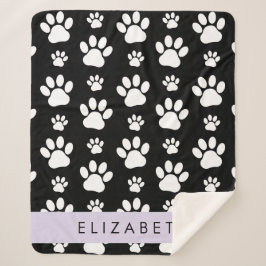 Manta Sherpa Patrón de traza, garras de perro, negro y blanco,