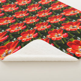 Manta Sherpa Patrón de tulipanes rojos