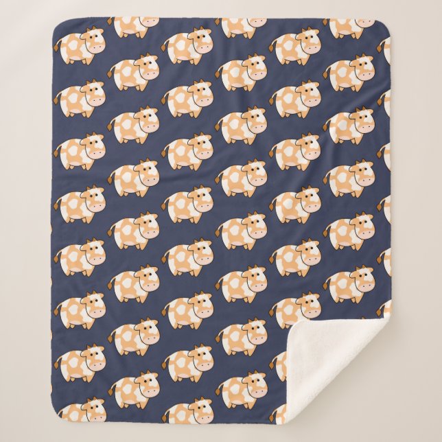 Manta Sherpa Patrón de vaca visto de Personalizado lindo Tan (Anverso)