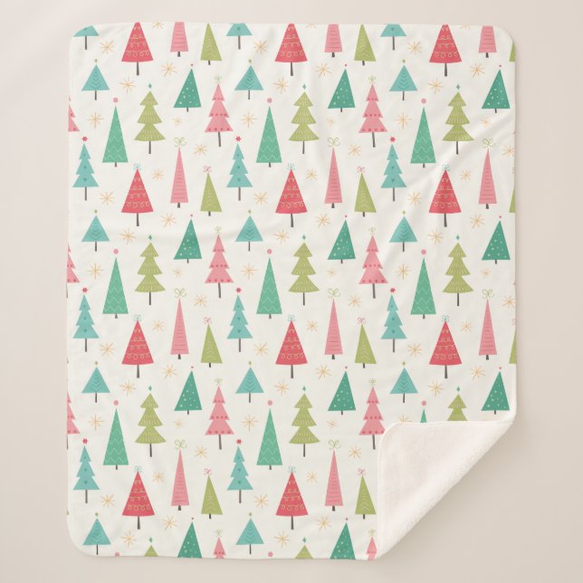 Manta Sherpa Patrón de vacaciones divertidas de los árboles nav (Anverso)