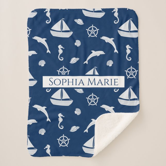 Manta Sherpa Patrón de velero y vida marina (Anverso)