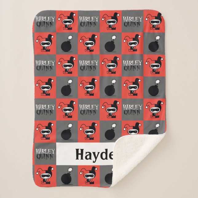 Manta Sherpa Patrón de verificación de Chibi Harley Quinn (Anverso)