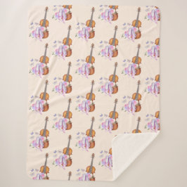 Manta Sherpa Patrón de violín, zapatos de ballet y mariposas