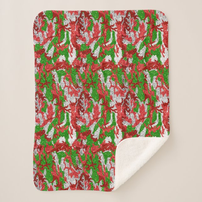Manta Sherpa Patrón De Xmas Plateado De Haus Of Camo (Anverso)