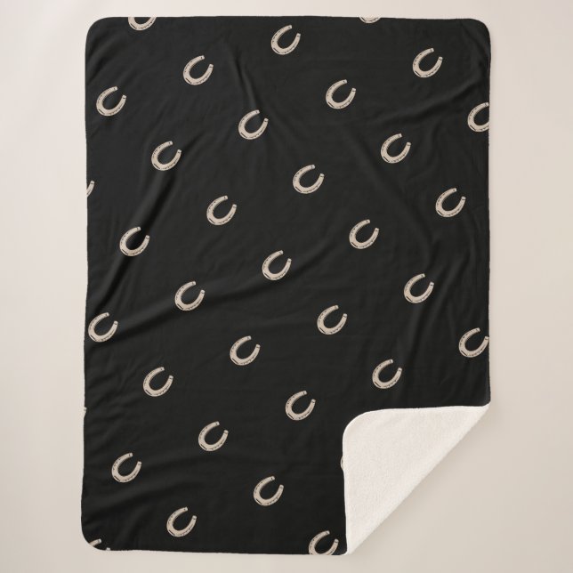 Manta Sherpa Patrón de zapatos de caballos de Suerte Ecuestre (Anverso)