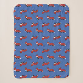 Manta Sherpa Patrón de zorro rojo lindo azul para bebés y niños