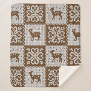 Manta Sherpa Patrón decorativo sin fisuras de invierno de punto