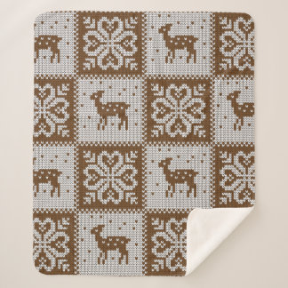 Manta Sherpa Patrón decorativo sin fisuras de invierno de punto