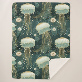 Manta Sherpa Patrón elegante de medusas - Nombre personalizado