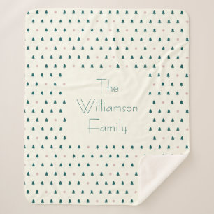 Manta Sherpa Patrón escandinavo de árboles navideños personaliz