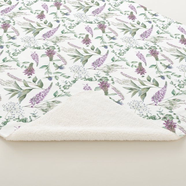 Manta Sherpa Patrón escocés Floral Lupin Heather (3/4)