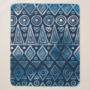 Manta Sherpa Patrón étnico clásico azul sin igual