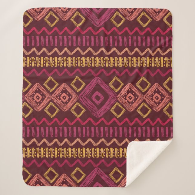 Manta Sherpa Patrón étnico dibujado a mano: abstracto sin fisur (Anverso)