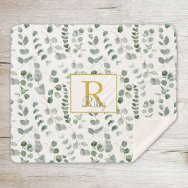 Manta Sherpa Patrón Eucalyptus Monograma