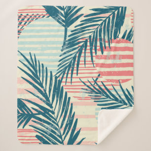 Manta Sherpa Patrón exótico sin fisuras de moda con palma y man