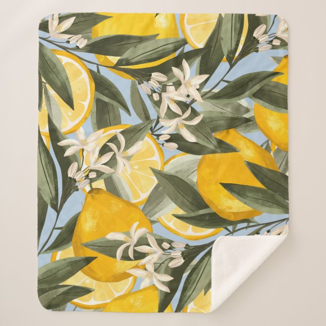 Manta Sherpa Patrón exquisito con bergamota amarilla, cit (Anverso)