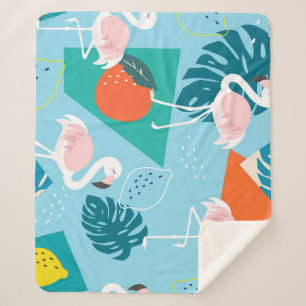 Manta Sherpa Patrón Flamingo Tropical, Moderno.