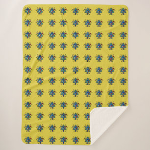 Manta Sherpa Patrón floral amarillo