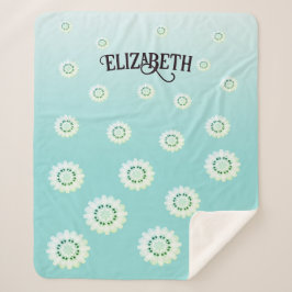 Manta Sherpa Patrón floral azul claro personalizado